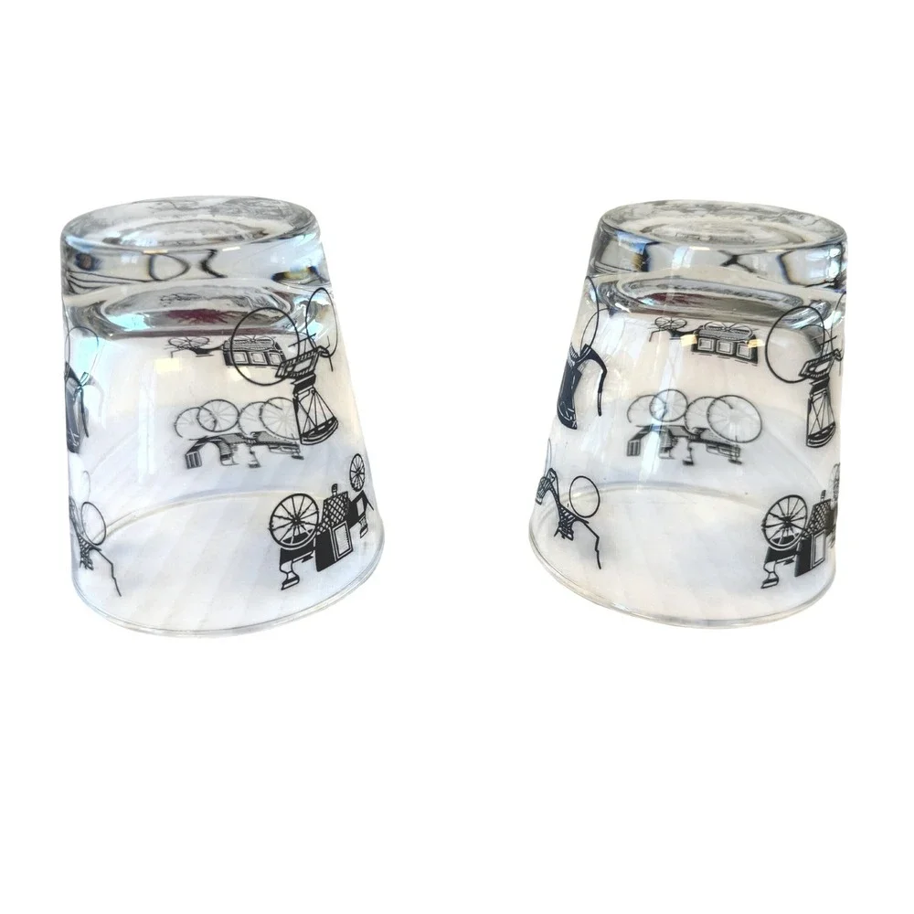 Vintage Libbey Lowball Glasses Carriage and Coach | Set of 2
